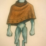 Alien with wide-brimmed hat and poncho